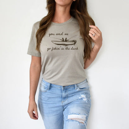 DTF Transfer Fishin’ in the Dark – Rustic Country Song Inspired Boat Silhouette Design