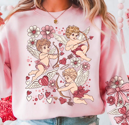 Sweatshirt Or Hoodie T-Shirt  Valentine’s Day  Floral Cupid