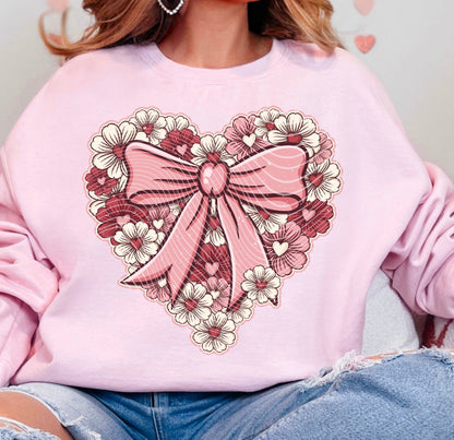 Sweatshirt Or Hoodie T-Shirt   Valentine's with Floral Heart Cupid