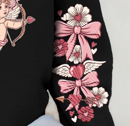 Sweatshirt Or Hoodie T-Shirt   Valentine's with Floral Heart Cupid