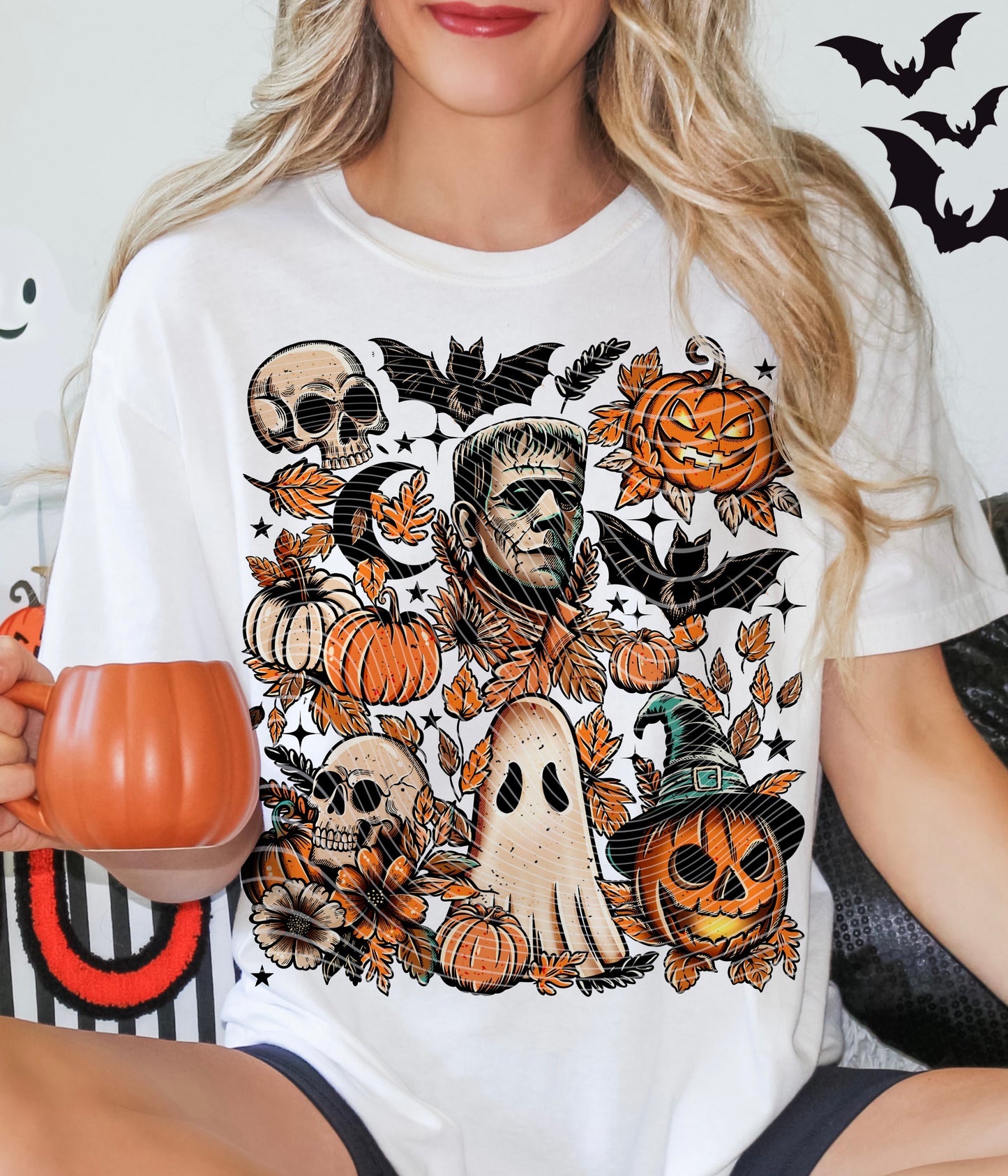 DTF Transfer Fall Halloween Frankenstein Sleeve Print