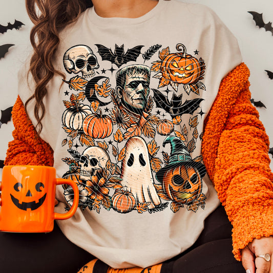 Sweatshirts T-Shirts Hoodies  Fall Halloween Frankenstein Sleeve Print