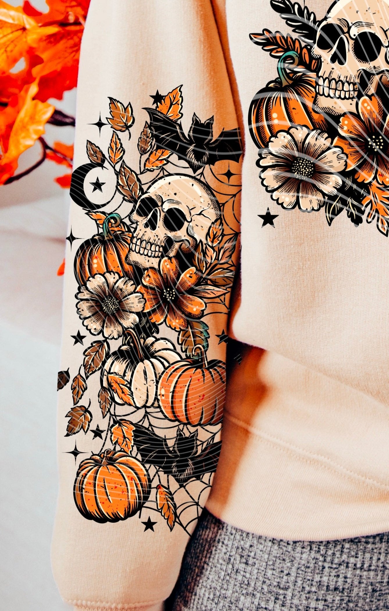 DTF Transfer Fall Halloween Frankenstein Sleeve Print