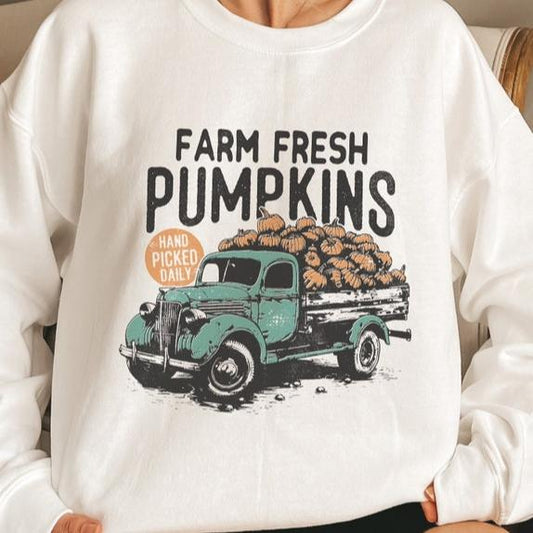 Sweatshirt Or T-Shirt Fall Halloween Farm Fresh Pumpkins