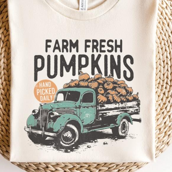 Sweatshirt Or T-Shirt Fall Halloween Farm Fresh Pumpkins