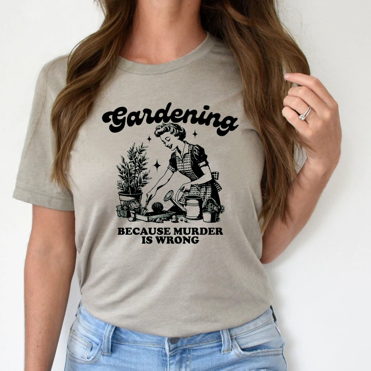 DTF Transfer Gardening Because Murder Is Wrong Vintage Print