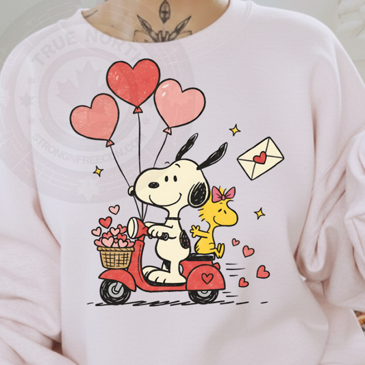 DTF Transfer Cute Puppy Valentine Scooter Ride