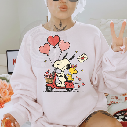 DTF Transfer Cute Puppy Valentine Scooter Ride