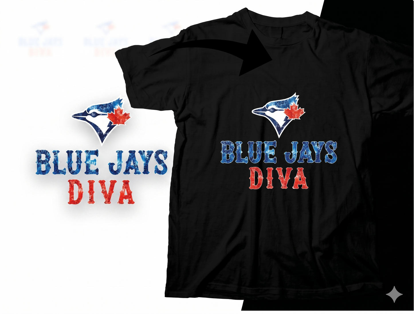 DTF Transfer Blue Jey  Diva Distressed Baseball Mom