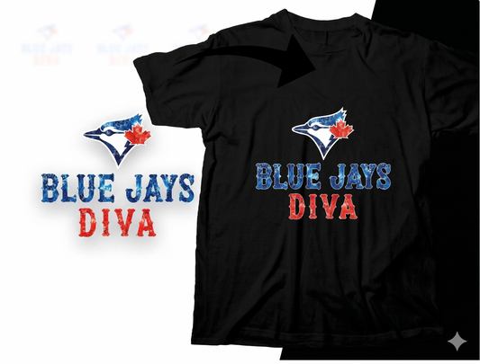 DTF Transfer Blue Jey  Diva Distressed Baseball Mom