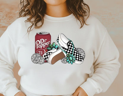 DTF Transfer Western Checkered Shoes & Dr Pepper BOHO