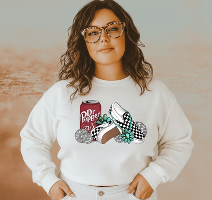 DTF Transfer Western Checkered Shoes & Dr Pepper BOHO