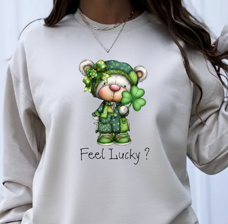 DTF Transfer Feel Lucky? St. Patrick’s Day Teddy Bear Shamrock