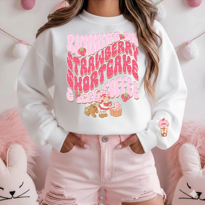 DTF Transfer Cute Strawberry Design – Retro Pink Dessert Coffee Graphic