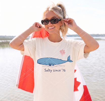 DTF Transfer Salty Since 76 Vintage Whale Nautical Graphic