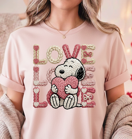 DTF Transfer – Cute Puppy Holding Heart Valentine Design