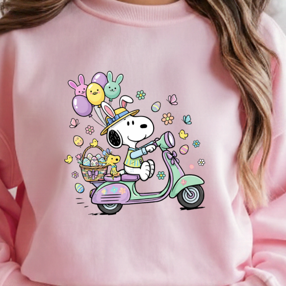 DTF Transfer Snooopy Easter Bunny Cute Scooter Spring