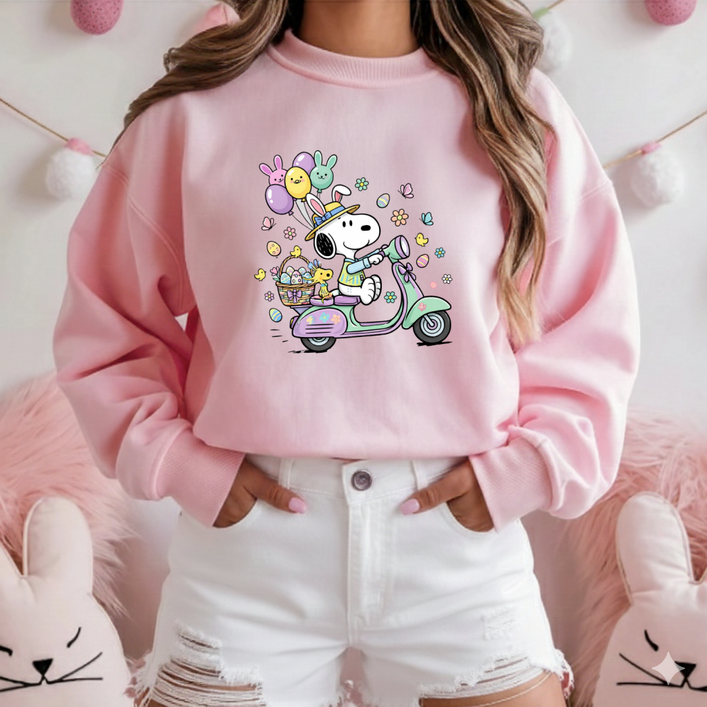 DTF Transfer Snooopy Easter Bunny Cute Scooter Spring