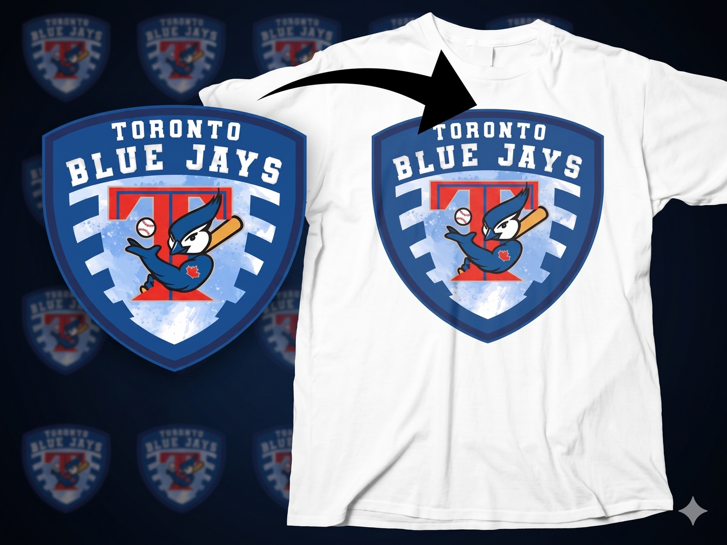 DTF Transfer Toronto Bluee J Vintage Shield Baseball