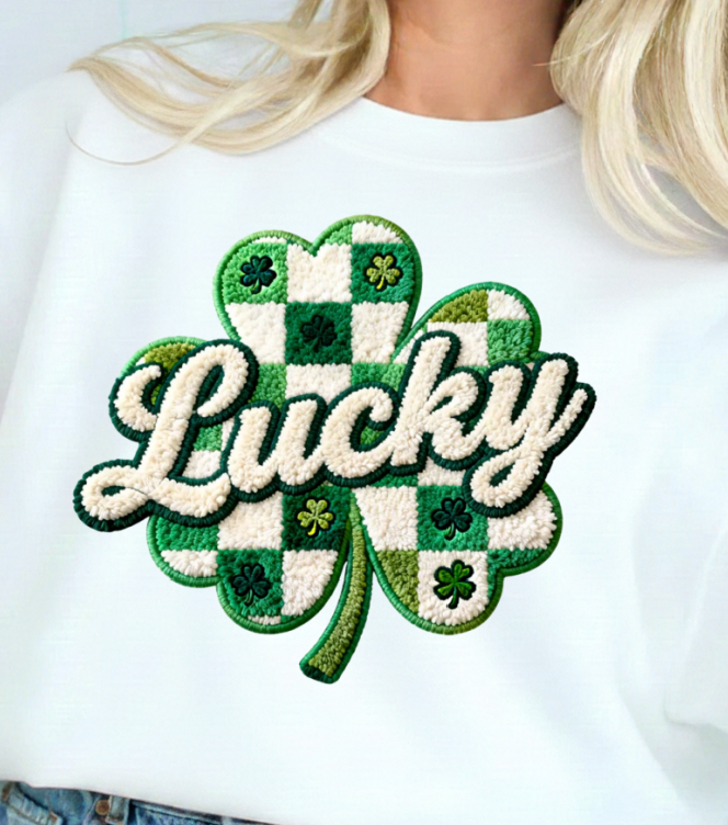 DTF Transfer Lucky Clover Patch Style St. Patrick’s Day Shamrock