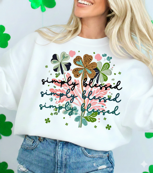 DTF Transfer Simply Blessed Clover St. Patrick’s Day Floral Shamrock