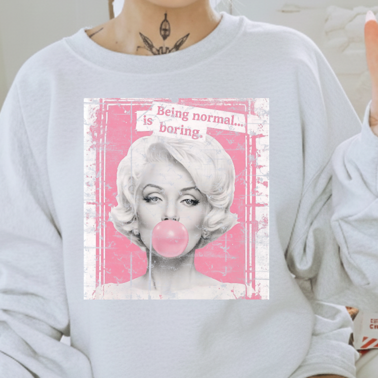 DTF Transfer Retro Bubblegum Icon “Being Normal is Boring”