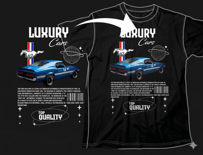 DTF Transfer Luxury Cars Blue Fordd Mustang Fastback Vintage