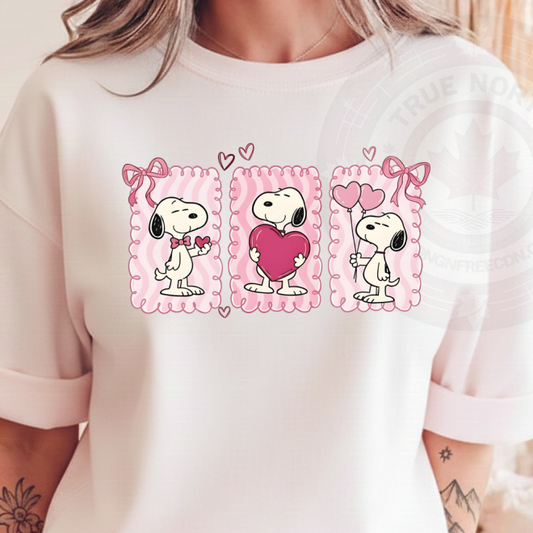 DTF Transfer Cute Puppy Valentine Trio