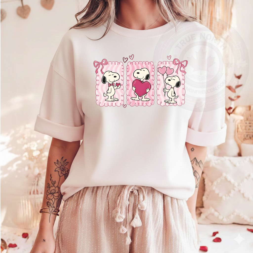 DTF Transfer Cute Puppy Valentine Trio