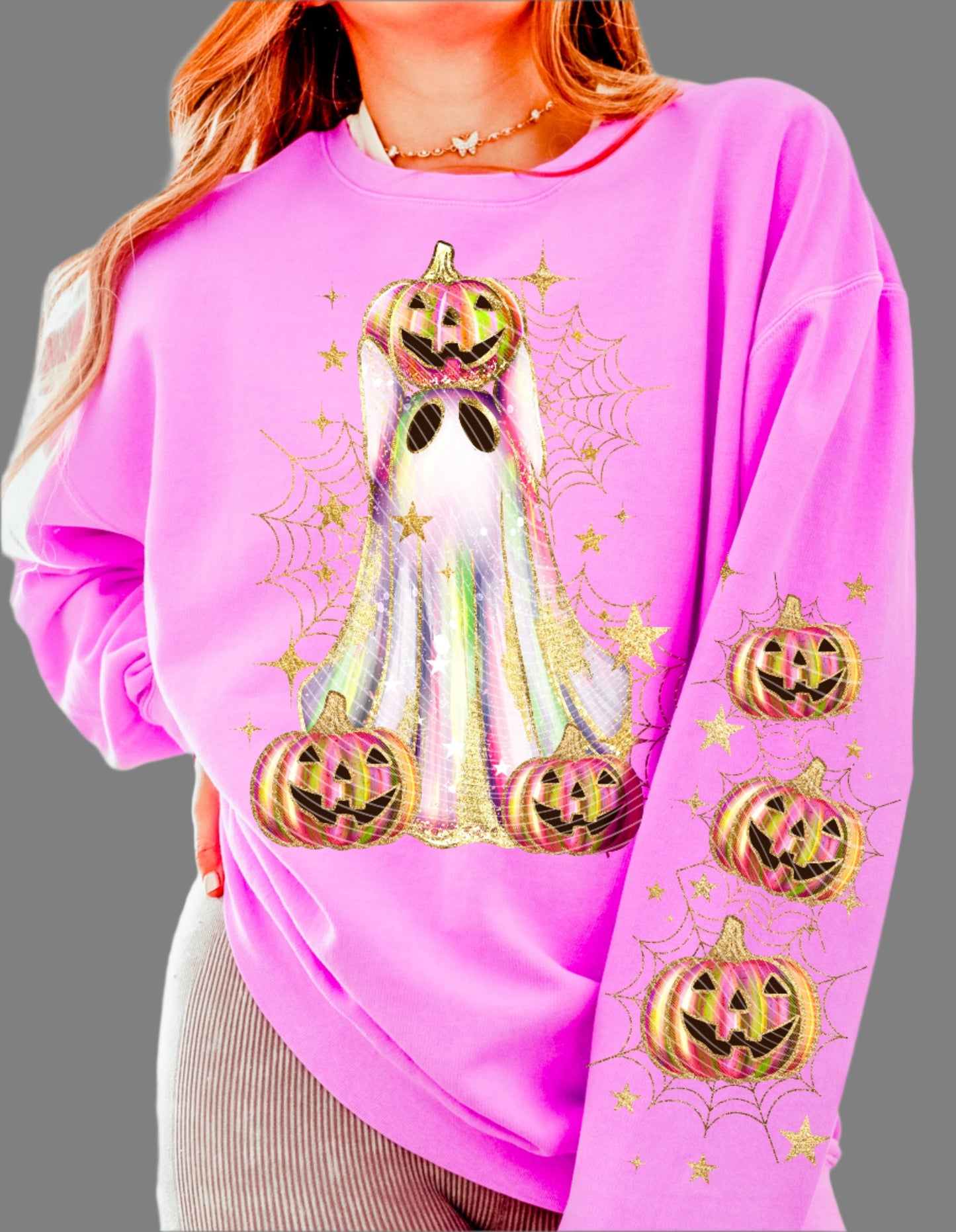 Sweatshirt Hoodie T-Shirt Fall Halloween Ghost With Sleeve