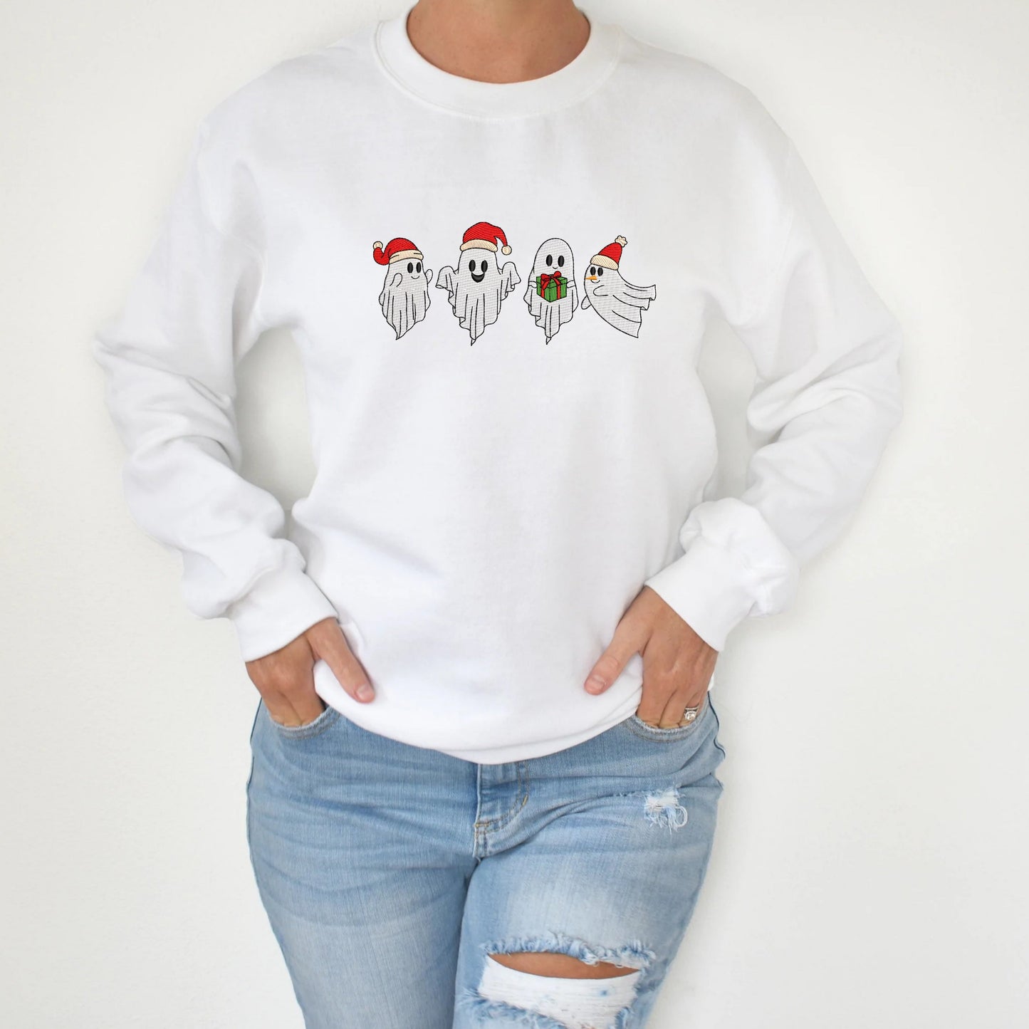 Sweatshirt Hoodie Or T-Shirt Christmas Faux stitching Ghost At Christmas