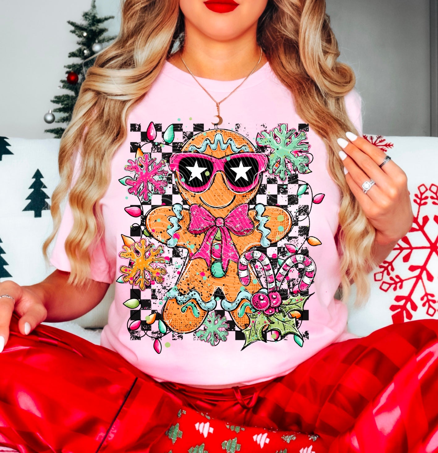 DTF Transfer Cool Gingerbread Man – Retro Sunglasses Christmas Design