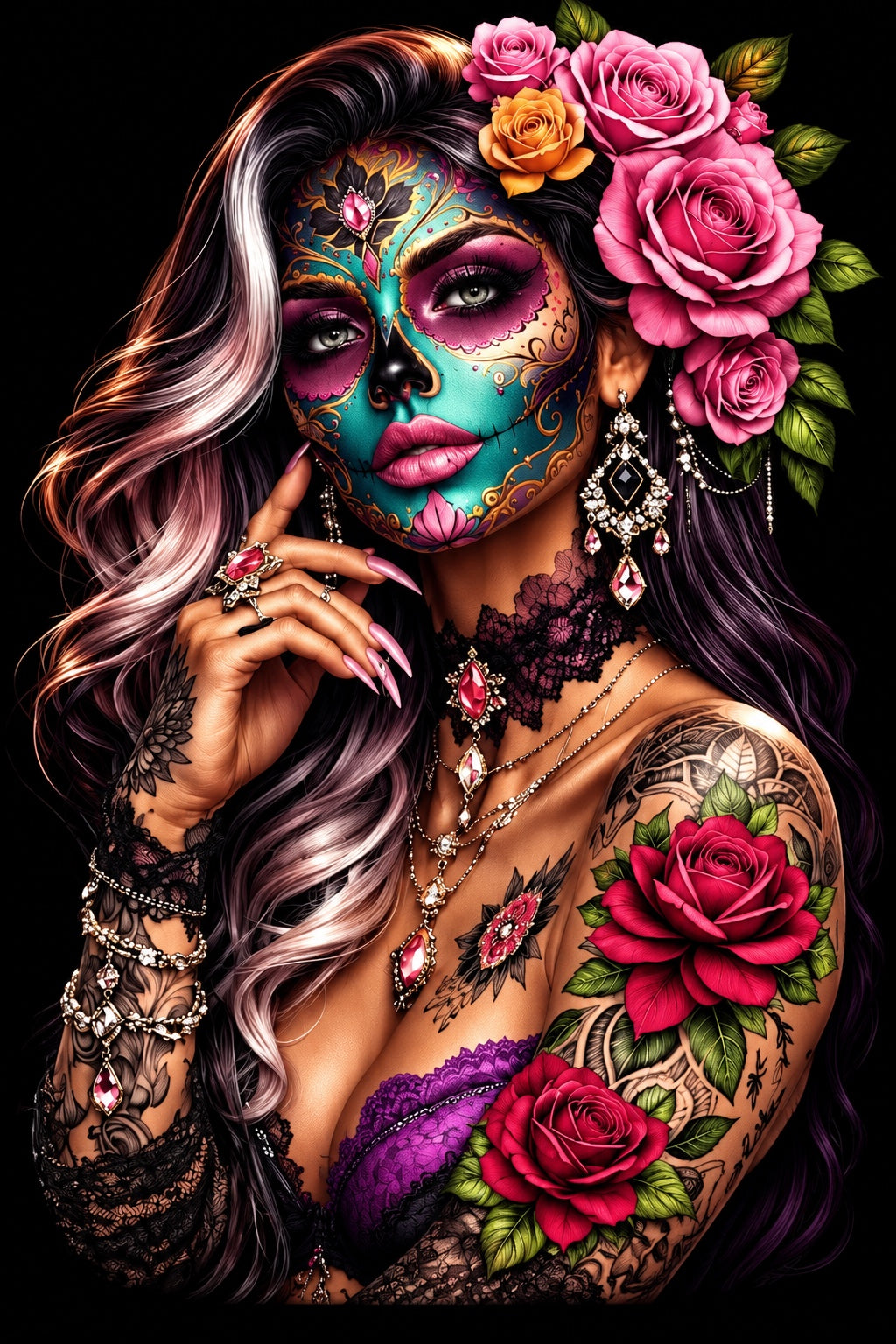 Glamorous Sugar Skull Catrina Portrait