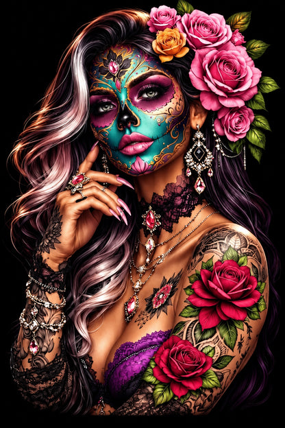 Glamorous Sugar Skull Catrina Portrait