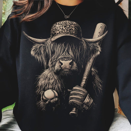 DTF Transfer Highland Cow Baseball Western