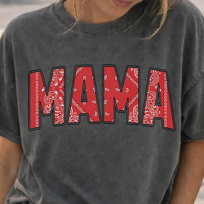 DTF Transfer Mama Paisley Bandana Print Cowgirl