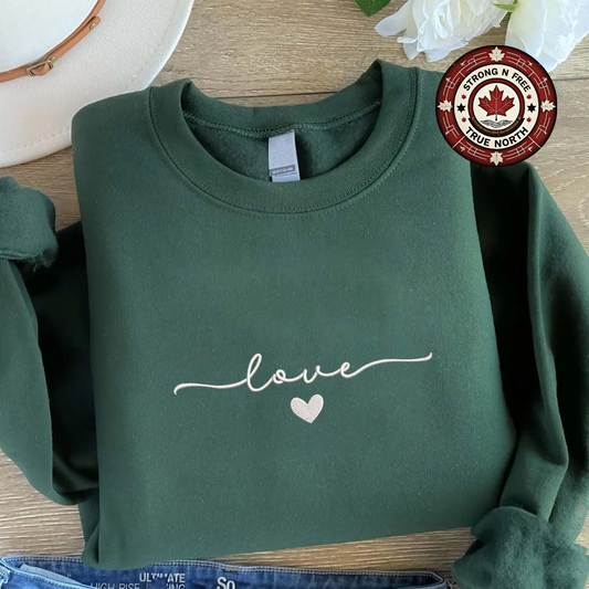 Embroidered Love Minimal Script Heart Design