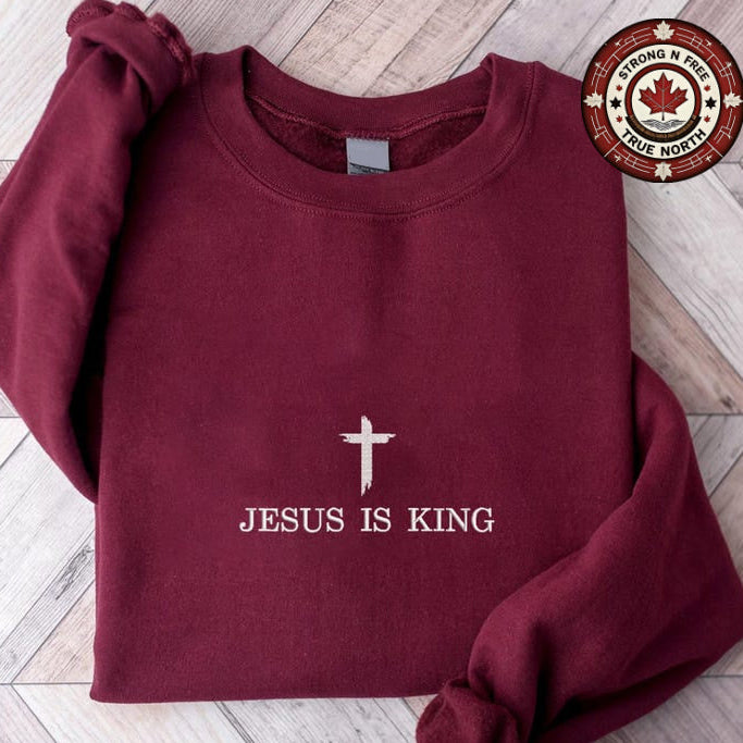 Embroidered Jesus Is King Sweatshirt
