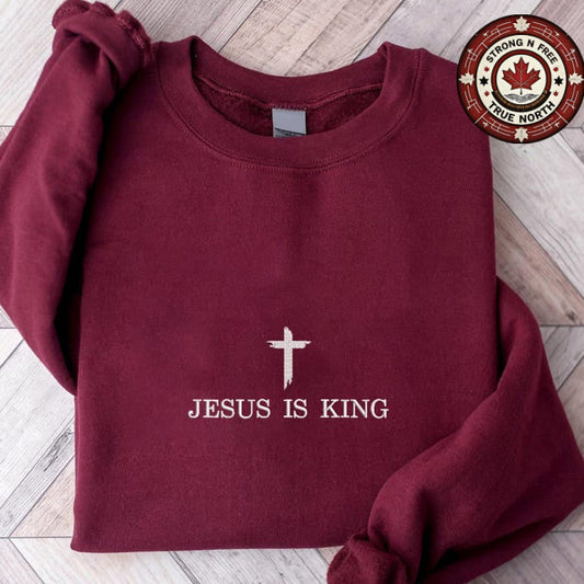 Embroidered Jesus Is King Sweatshirt