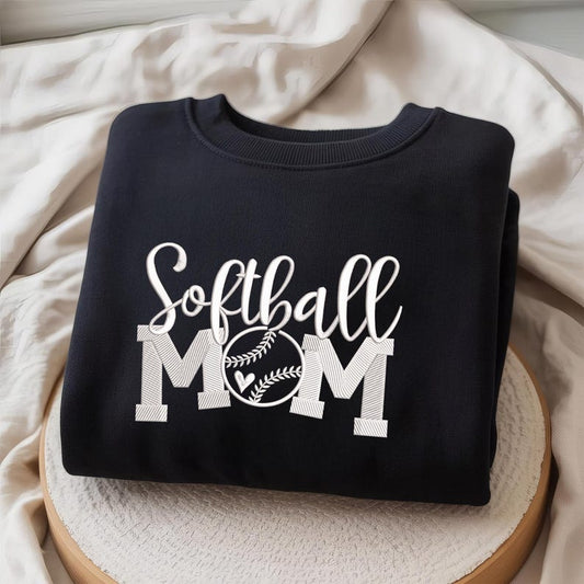 Embroidered Softball Mom Stylish Script