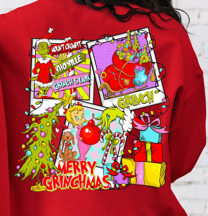 Sweatshirt Hoodie Or T-Shirt  Christmas Grinchy Lucy W/ Sleeve Print #2