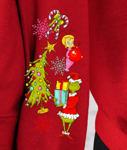 Sweatshirt Hoodie Or T-Shirt  Christmas Grinchy Lucy W/ Sleeve Print #2