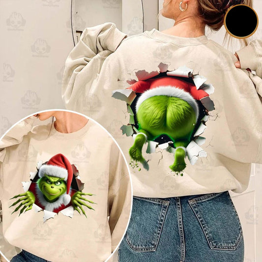 DTF Transfer Grinchh Peeking & Butt Breakthrough – Funny Double-Sided