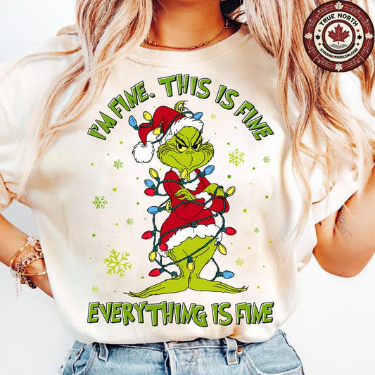 DTF Transfer Grumpy Holiday Shirt – Everything Is Fine Christmas