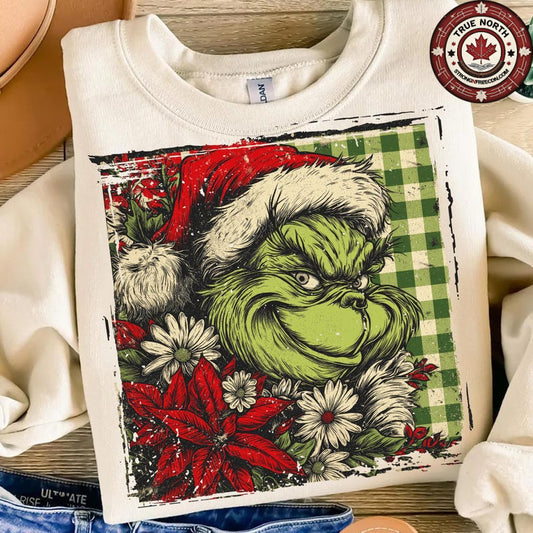 DTF Transfer – Green Guy Holiday Buffalo Plaid Print