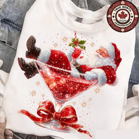 DTF Transfer Christmas Santa – Holiday Cocktail Glass