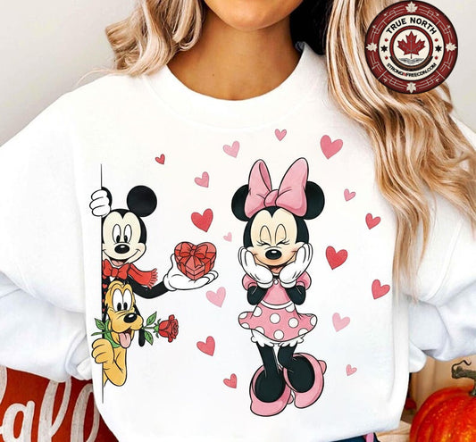 DTF Transfer Valentines – Cute Cartoon Mouse Valentine Love Trio