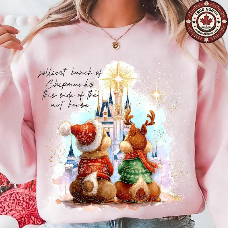 DTF Transfer Chipmunks Holiday Lights Winter Design