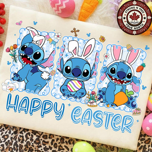 DTF Transfer Cute Alien Bunny Happy Easter Cartoon