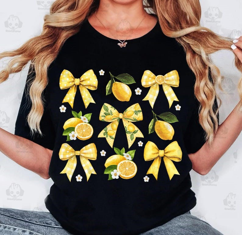 DTF Transfer Lemon Bow Pattern Girly Summer